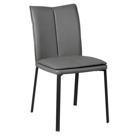 Lot de 2 chaises assise rembourrée revêtement synthétique gris pieds acier laqué - SILLAGOR