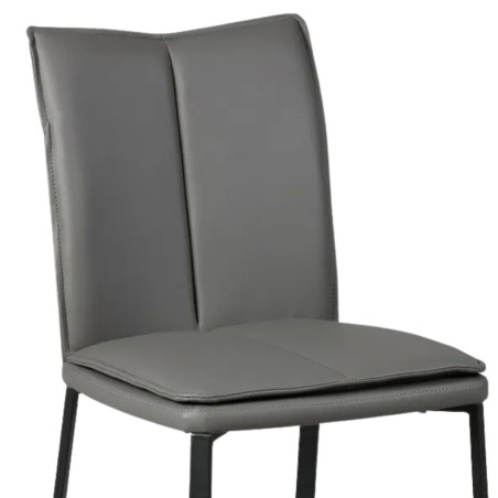 Lot de 2 chaises assise rembourrée revêtement synthétique gris pieds acier laqué - SILLAGOR