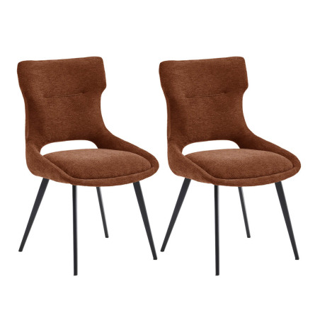 Lot de 2 Chaises Tissu Terracotta - BELAINA