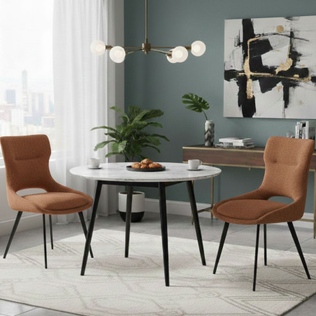 Lot de 2 Chaises Tissu Terracotta - BELAINA