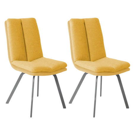 Lot de 2 chaises jaunes avec sur-coussin - CALLIO