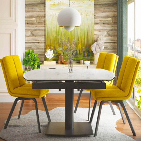 Lot de 2 chaises jaunes avec sur-coussin - CALLIO