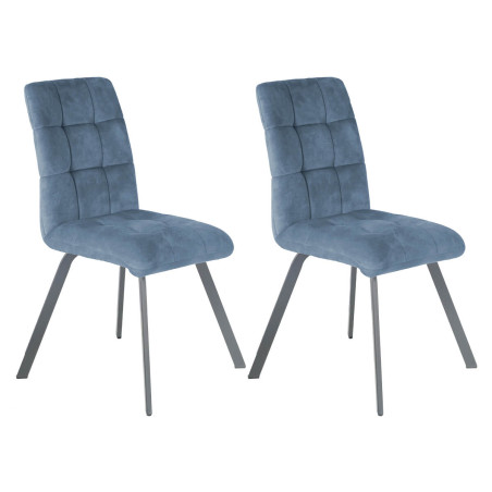 Lot de 2 chaises capitonnées bleu gris - JOHNO