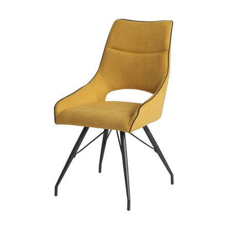 Lot de 2 chaises tissu jaune pieds métal gris - SILOUANOR