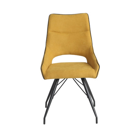 Lot de 2 chaises tissu jaune pieds métal gris - SILOUANOR
