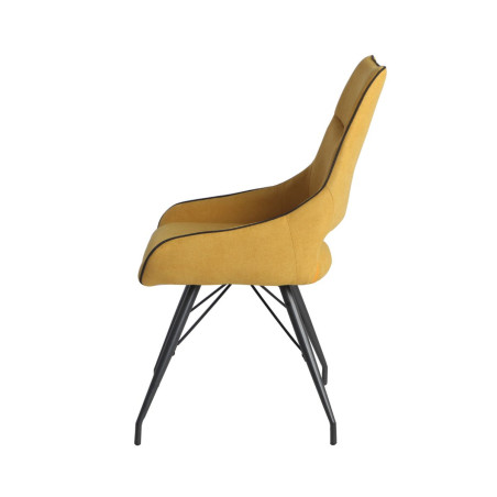 Lot de 2 chaises tissu jaune pieds métal gris - SILOUANOR