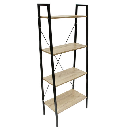 Étagère 4 plateaux métal et aspect bois - DARON