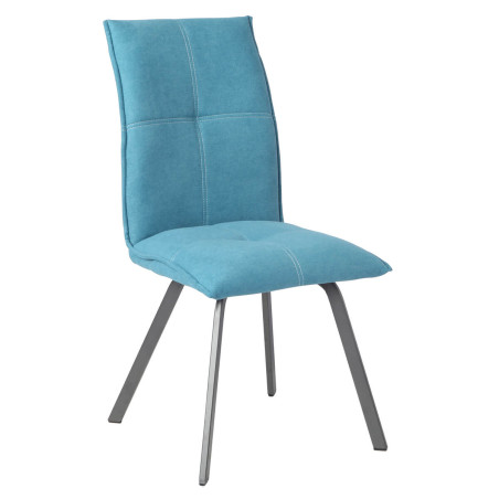 Lot de 2 Chaises Tissu Bleu - PASCAL