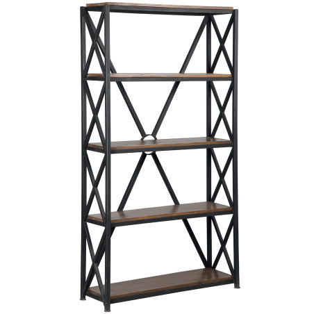 Étagère 5 niveaux en bois massif et acier - BORAN