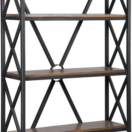 Étagère 5 niveaux en bois massif et acier - BORAN