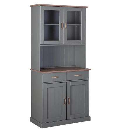 Buffet Vaisselier 4 Portes 2 Tiroirs Gris - MELIO