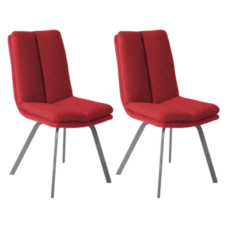 Lot de 2 Chaises Rouges avec Sur-Coussin - CALLIO