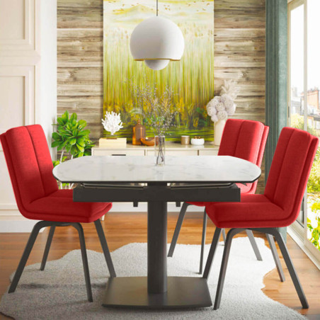 Lot de 2 Chaises Rouges avec Sur-Coussin - CALLIO