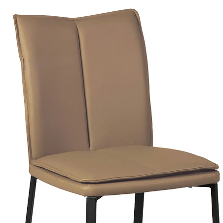 Lot de 2 chaises assise rembourrée, revêtement synthétique caramel, pieds acier laqué - SILLAGOR