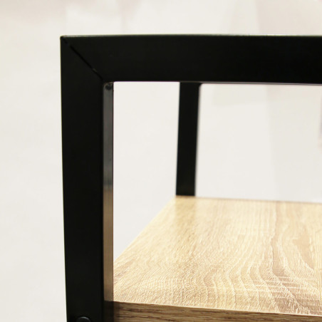 Étagère simple 4 plateaux métal et aspect bois - DARON