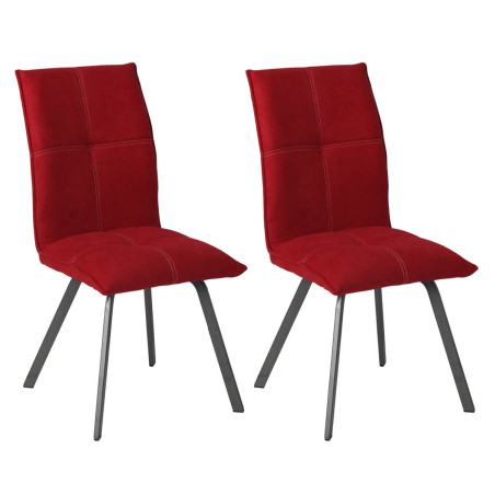 Lot de 2 chaises tissu coloris rouge - PASCAL
