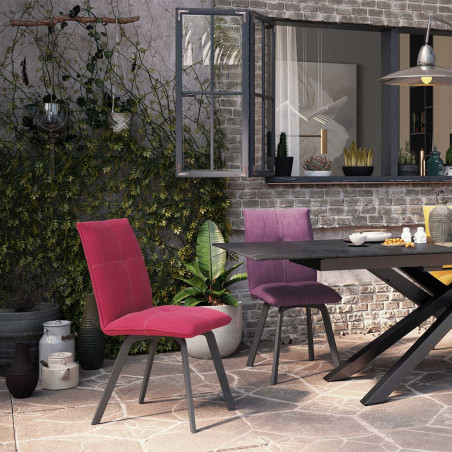 Lot de 2 chaises tissu coloris rouge - PASCAL