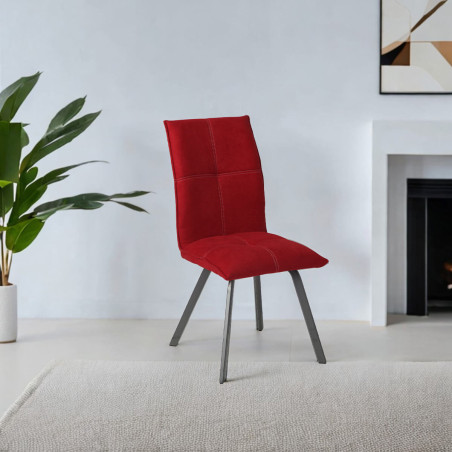 Lot de 2 chaises tissu coloris rouge - PASCAL