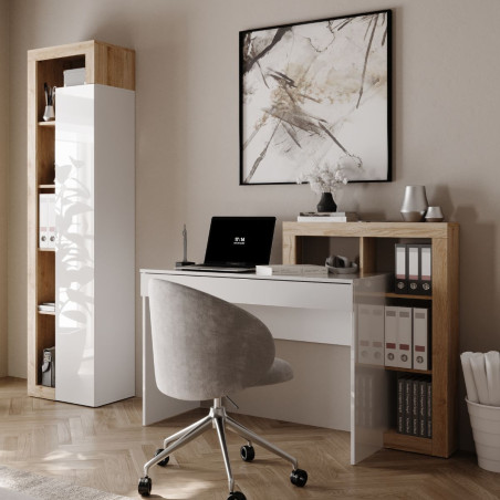 Colonne de rangement blanc laqué aspect bois Cadiz - ARTIRA