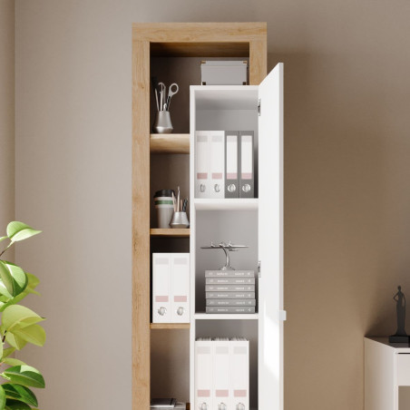 Colonne de rangement blanc laqué aspect bois Cadiz - ARTIRA