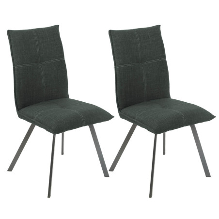 Lot de 2 Chaises Tissu Texturé Gris Anthracite - PASCAL