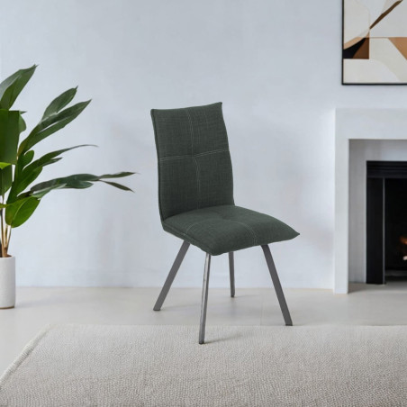 Lot de 2 Chaises Tissu Texturé Gris Anthracite - PASCAL