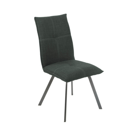 Lot de 2 Chaises Tissu Texturé Gris Anthracite - PASCAL