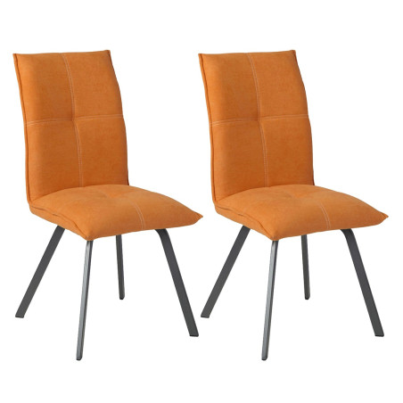 Lot de 2 Chaises Tissu Orange - PASCAL
