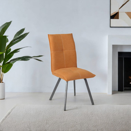 Lot de 2 Chaises Tissu Orange - PASCAL