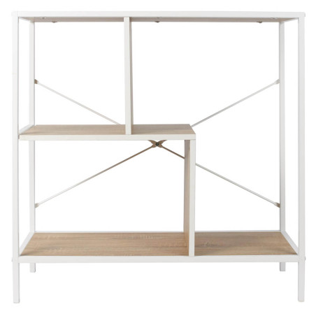 Etagère 3 niveaux aspect bois et métal blanc - ENDIO