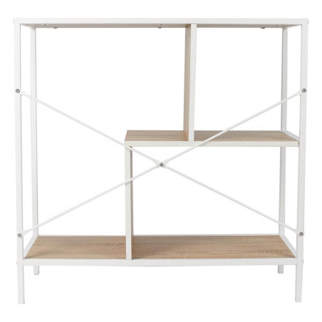 Etagère 3 niveaux aspect bois et métal blanc - ENDIO