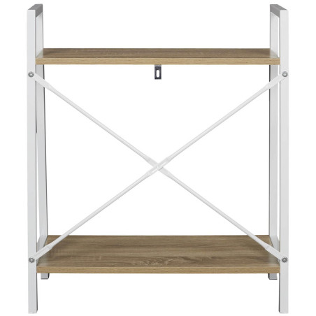 Étagère à 2 Niveaux Bois Métal Blanc - LIETO