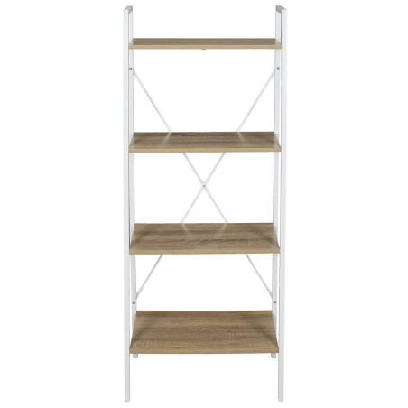 Etagère à 4 niveaux bois et métal blanc - LIETO