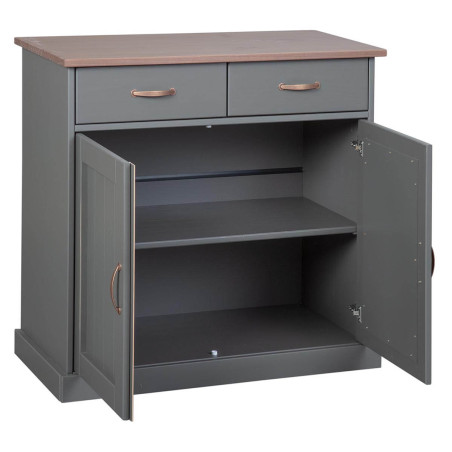 Buffet 2 portes 2 tiroirs gris - MELIO
