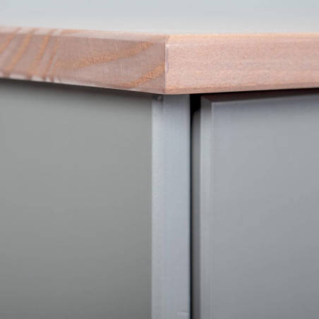 Buffet 2 portes 2 tiroirs gris - MELIO