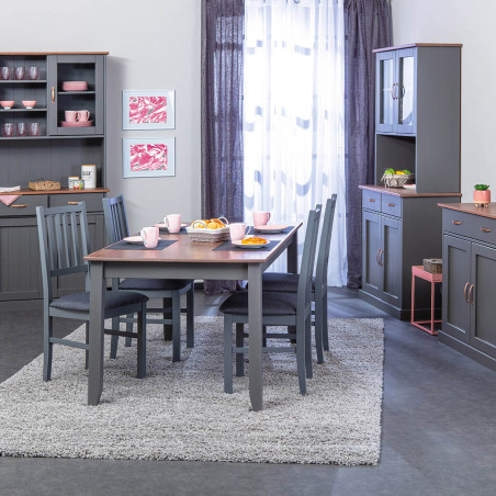 Buffet 2 portes 2 tiroirs gris - MELIO