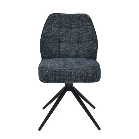 Lot de 2 chaises pivotantes en tissu chenillé gris bleuté - LINEOR