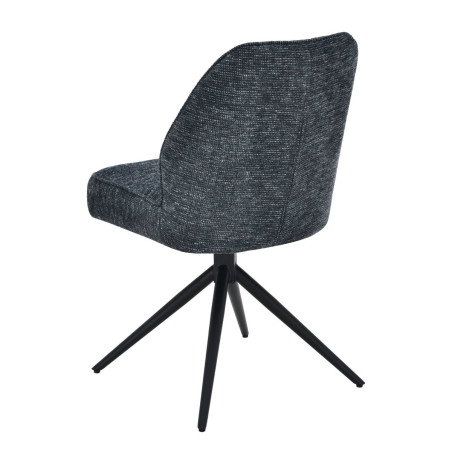 Lot de 2 chaises pivotantes en tissu chenillé gris bleuté - LINEOR