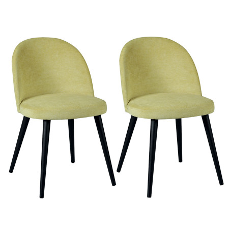 Lot de 2 chaises tissu velours jaune pieds bois teinté wengué - NUBILOR