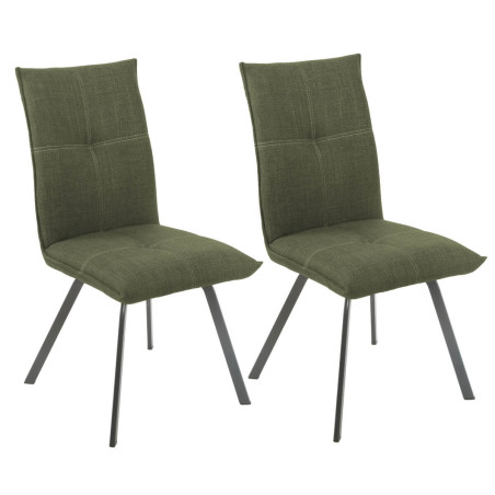 Lot de 2 chaises tissu vert kaki - PASCAL