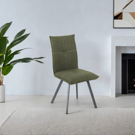 Lot de 2 chaises tissu vert kaki - PASCAL