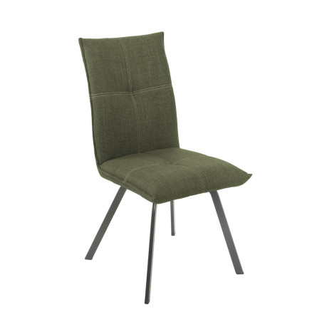 Lot de 2 chaises tissu vert kaki - PASCAL