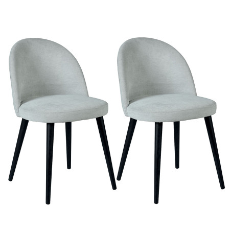 Lot de 2 chaises tissu velours gris pieds bois teinté wengué - NUBILOR