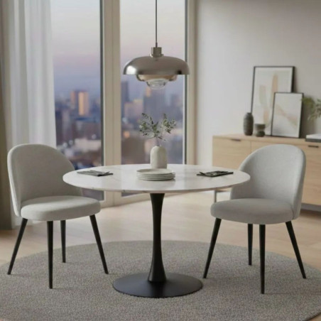 Lot de 2 chaises tissu velours gris pieds bois teinté wengué - NUBILOR