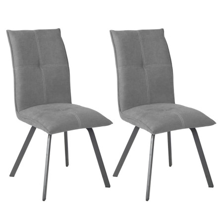 Lot de 2 chaises tissu gris - PASCAL