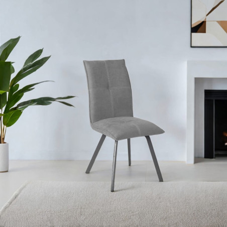 Lot de 2 chaises tissu gris - PASCAL