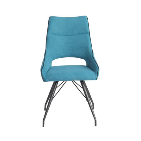 Lot de 2 chaises tissu bleu pieds métal gris - SILOUANOR