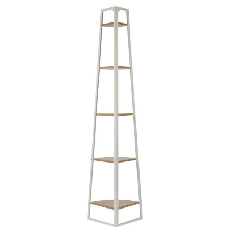 Etagère d'angle métal blanc plateau imitation bois - DANGO