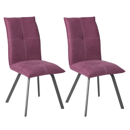 Lot de 2 Chaises Tissu Violet - PASCAL