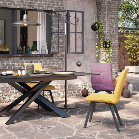 Lot de 2 Chaises Tissu Violet - PASCAL